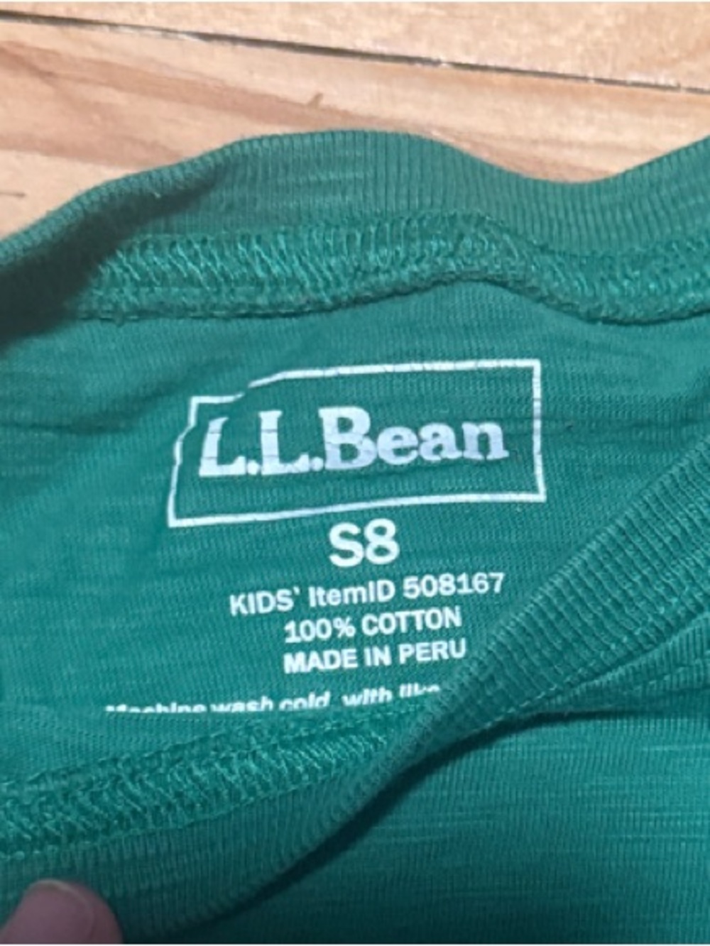 L.L. Bean Green Long-Sleeve Kids Shirt with Bear Graphic - Picture 2 of 2